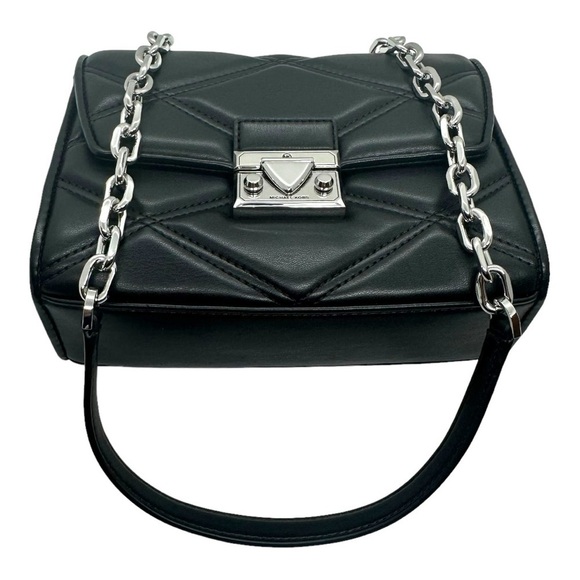 NWT MICHAEL KORS Serena Black Quilted Crossbody Bag - Picture 2 of 13